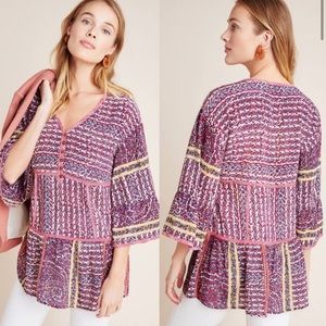 Maeve Anthropologie Lilyana Tiered 100% Silk Tunic Blouse Size XS NWT